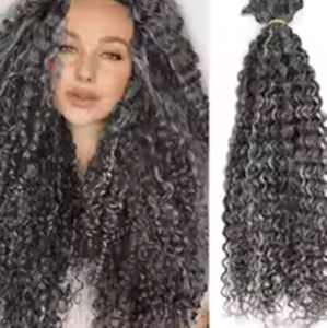 <span class=keywords><strong>Capelli</strong></span> Umani Ricci <span class=keywords><strong>Crespi</strong></span> Grigi e <span class=keywords><strong>Bianchi</strong></span> per Intrecciare, Extension di <span class=keywords><strong>Capelli</strong></span> Vergini Ondulati per Donne - Product Image 6