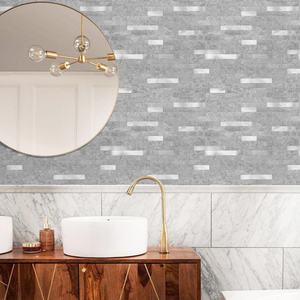 Carrelage mural imperméable pour douche Carrelage de mosaïque auto-adhésif en <span class=keywords><strong>pierre</strong></span> en aluminium et métal et <span class=keywords><strong>PVC</strong></span> sur dosseret de cuisine - Product Image 5