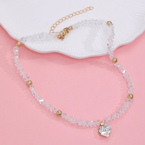 Collana Girocollo da Donna in Lega con Zirconi a Cuore, Stile Dolce e Romantico, Lusso Leggero, Alta Gamma - Product Image 4