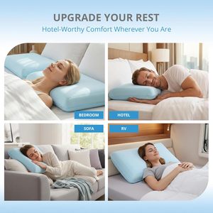 <span class=keywords><strong>Almohada</strong></span> refrescante de gel con espuma viscoelástica, soporte para el cuello para dormir de lado, boca arriba y boca abajo, almohadas de cama para personas que duermen con calor, azul - Product Image 6