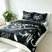 Ensemble de literie imprimé en polyester doux 5 pièces Twin XL (1 couette, 1 taie d'oreiller, 1 drap plat, 1 drap-housse, 1 taie d'oreiller) en stock