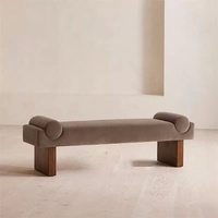 Banco largo minimalista italiano de lujo ligero, de madera, para el pie de cama, entrada, para cambiar zapatos, para sala de estar, sofá de diseño, sillón de terciopelo suave
