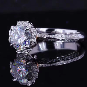 Bijoux fins, bague de fiançailles et de mariage sur mesure en or 14 carats pur, moissanite 1,5 ct couleur VVS1D, bijoux en or pour femmes - Product Image 2