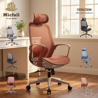 Chaise de bureau moderne pour la maison, directement de l'usine |   Chaise pivotante ergonomique à dossier haut en maille rouge, hauteur réglable, cadre en PP intégré et fixe