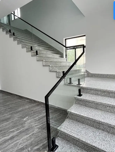 Inox vetro senza cornice in acciaio Inox 50x50 carotaggio in vetro per balaustre e corrimano di forma rotonda - Product Image 3