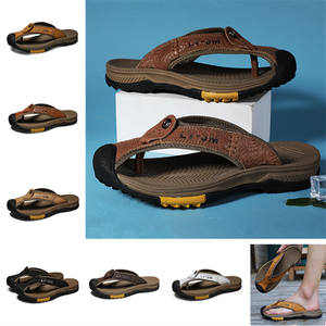 Sandales plates de pêcheur en <span class=keywords><strong>cuir</strong></span> véritable pour hommes, respirantes, confortables, antidérapantes, tongs de plage, été, printemps, taille - Product Image 6