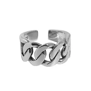 Fashion Design 925 Silver Ring Korean Style Pure And Fresh Lock Chain Geometric Open Silver Ring