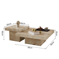 Wohnzimmermöbel Moderner Quadratischer Kreativer Couchtisch Luxuriöser Wohnzimmer-Schiefertisch Eckiger Beistelltisch