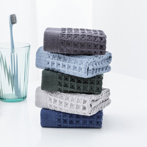Japanese Style Waffle Towel 34x34Cm Pure Cotton <b>Square</b> Geometric Pattern Gift Towel For Adults - Product Image 1