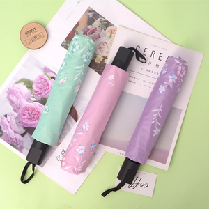 Parapluie solaire pour femmes tout temps Contrôle manuel 3 plis Protection UV pliante et parasol - Product Image 3