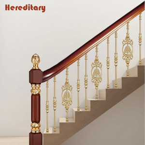 K vàng kim loại sân thượng lan can Thiết kế nhôm lan can nội thất cầu thang lan can kim loại vàng lan can thiết kế - Product Image 1