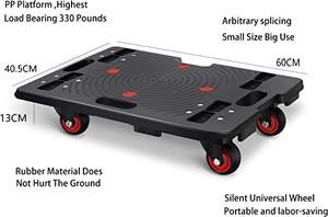 Platform Dolly Hand Truck Splicing Cart Bewegende Behandeling Flatbed Dollies Met Draaibare Wielen Trekken Goederen Stom Draagbare <span class=keywords><strong>Trolley</strong></span> - Product Image 4