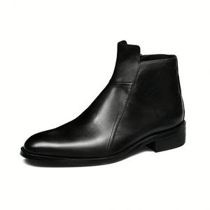 Botas de Hombre con Punta en Pico y Plataforma, Estilo Británico, de Cuero Genuino, Casuales de Negocios, Botines Modernos para Motocicleta - Product Image 1