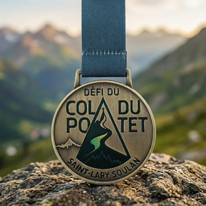 Médaille sportive personnalisée en métal Saint-Lary <span class=keywords><strong>Soulan</strong></span>, plaquée laiton, logo émaillé, lettres en alliage de zinc, médailles personnalisées avec ruban - Product Image 4