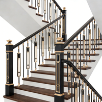 Balustres d'escalier en métal doré et noir de haute qualité, fabrication en usine, garde-corps d'escalier en aluminium pour hôtel, villa, appartement