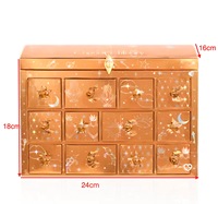 Calendrier de l'Avent de Luxe Certifié FSC - Boîte à Bijoux à Double Porte pour Colliers, Réutilisable, Compte à Rebours de Noël