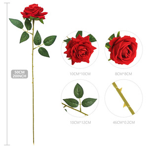 Rose artificielle en velours de soie, <span class=keywords><strong>fleur</strong></span> artificielle, décoration pour la maison, salon, mariage, tige unique, velours, fête des mères, remise de diplôme - Product Image 4