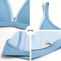 Soutien-gorge de sport EWX6116-1 tendance avec bretelles contrastées et doubles, design à armatures, col en V et coussinets amovibles