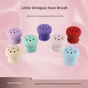 Brosse nettoyante visage double face en silicone en forme de pieuvre mignonne avec poils doux pour un nettoyage en profondeur des pores et une exfoliation de la peau - Product Image 5