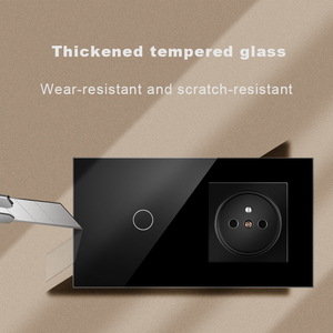 Panel de cristal estándar FR, enchufes e interruptores de luz táctiles de pared, Interruptor táctil eléctrico montado al ras con marco de vidrio - Product Image 2