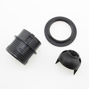 CE Halfgekruiste lamphouder met lampenkappenring E27, kunststof - Product Image 3