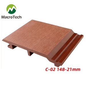 Revêtement mural extérieur en <span class=keywords><strong>bois</strong></span> composite WPC texturé teck, anti-UV, imperméable, ignifuge et écologique - Product Image 5