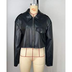 Chaqueta Corta de Cuero Sintético Personalizada 2026 para Mujer, Estilo Moto Biker, con Cremallera, Manga Larga, Cuello Vuelto, Ropa Urbana de Otoño - Product Image 6