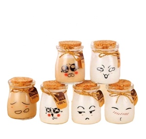 Cheap and Small Stock 100ml 150ml <b>200ml</b> 250ml 300ml Cute Glass Pudding Yogurt Jar With Cork Lid - Product Image 3