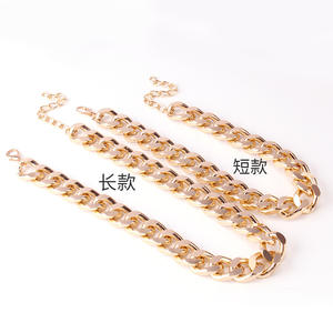 Collar de cadena gruesa estilo europeo-americano, de aleación de zinc, color dorado, para fiesta, cadena corta para clavícula, estilo INS moderno para mujer - Product Image 4