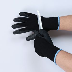 Fábrica Atacado 10 Agulha Poliéster Algodão Látex Rugas Luvas Antiderrapantes Espessado Elastic Cuff Opera Comprimento Luvas de Segurança - Product Image 4
