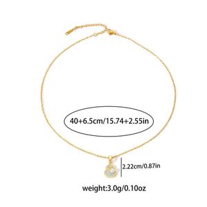 Sweet Stainless Steel <b>Chain</b> Double Zircon Heart Shaped Pendant <b>Copper</b> Necklace Collarbone <b>Chain</b> Gourd Pendant Necklace - Product Image 6