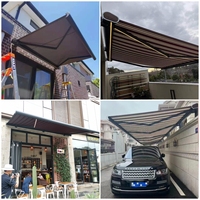 Auvent rétractable de luxe à cassette complète, structure en alliage d'aluminium, voile en acrylique, tissu Spain, résistant au vent, anti-UV, motorisé, télécommande