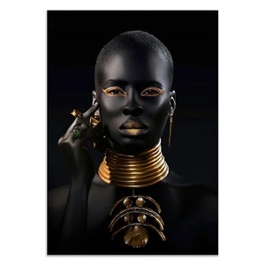 Poster Moderno Art Déco Donna Africana Nero e Oro Stampa su Tela Decorazione Murale per Soggiorno - Product Image 5