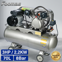 Compresseur d'air industriel à piston Dongguan 8Mpa à double cylindre, refroidi par air, 220V