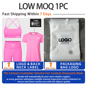 Ensemble de <span class=keywords><strong>sport</strong></span> pour <span class=keywords><strong>femme</strong></span> Yiwu avec logo personnalisé, élégant et durable, leggings et soutien-gorge à rayures blanches contrastées et taille en V - Product Image 5