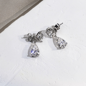 Boucles d'oreilles pour femmes MSE-774, bijoux en or massif 18 carats, forme de poire, diamant cultivé en laboratoire - Product Image 3