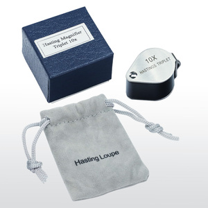 Loupe de bijoutier 10X Hasting, format poche, portable, triple lentille, corps en acier inoxydable, design pliable - Product Image 6