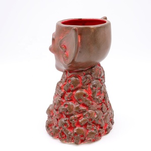 Personnalisé Halloween Hawaii bar tropical verre à cocktail non émaillé brun rouge surface céramique démon diable tête crâne squelette tiki mug - Product Image 5