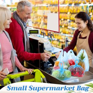 ถุงเสื้อยืดสีน้ำเงินขนาดเล็ก ถุงช้อปปิ้งพลาสติกแบบมีหูหิ้ว สำหรับธุรกิจขนาดเล็ก ร้านค้าปลีก ร้านขายของชำ สินค้าทั่วไป - Product Image 5