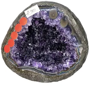 थोक प्राकृतिक ब्राजील उरुग्वे नीलम Geode क्रिस्टल नीलम Geode घर कार्यालय के लिए आभूषण