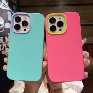 3 en 1 Antichoc Couleur Bonbon Coloré <span class=keywords><strong>Silicone</strong></span> Téléphone étui pour <span class=keywords><strong>iphone</strong></span> 16 15 14 13 12 11 Pro Max X XR XS Max 7 8 Plus <span class=keywords><strong>SE</strong></span> <span class=keywords><strong>2020</strong></span> - Product Image 4