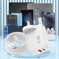 Chargeurs de voyage 30 Watt QC PD 3.0 PPS certifiés CE Rosh UKCA, charge ultra-rapide 30w, adaptateur de chargeur fin Gan Usbc, Royaume-Uni et Europe