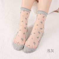 Collants en soie de verre pour femmes, bas en coton, collants fins en soie de cristal, chaussettes mi-mollet pour femmes