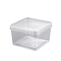 Conteneur carré en plastique pour aliments pour animaux de compagnie, chips, cacahuètes, bonbons, biscuits, chocolat, beurre, seaux avec poignée et couvercle