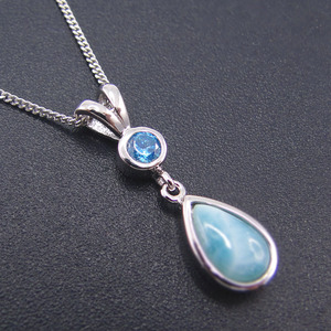 Blue Topaz With Blue <strong>Larimar</strong> Charms Pendants for Women Natural <strong>Larimar</strong> <strong>Jewelry</strong> - Product Image 5