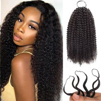 QVR Extensions de cheveux humains naturels 100% vierges Remy, double trame, prêtes à la permanente, pour tressage au crochet Afro Kinky, pointe plume
