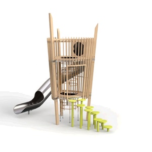 Équipement de terrain de jeu en bois commercial de grande taille, équipement de terrain de jeu extérieur pour enfants et adolescents, grand parc en bois pour enfants - Product Image 5