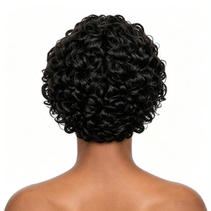 Pelucas Afro Tejidas a Mano para Cabello Corto y Rizado, Pelucas Negras de Cabello Corto, Densidad 150 - Product Image 3