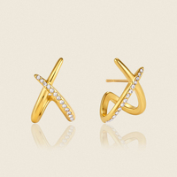 X&L Jewelry – boucles d'oreilles à clous en Zircon croisé pour femmes, en acier inoxydable plaqué or 18 carats, résistantes à l'eau, bijoux fantaisie