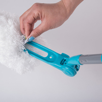 Duster à plumes extensible et détachable en microfibre blanche durable, manche en métal pliable, perche télescopique d'extension pour intérieur